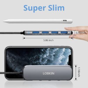 USB 3.0 Hub,LOBKIN 4-Port USB Hub with 2ft Long Cable,Multi USB Port Expander,USB Splitter for Laptop, Compatible with Windows PC, Mac, Printer, Mobile HDD