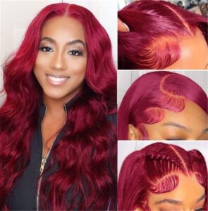 burgundy lace front wigs 20 inch 99j 13x4 body wave lace front pre plucked colored wine red wig glueless with baby hair 160% density burgundy wig lace frontal wig for women