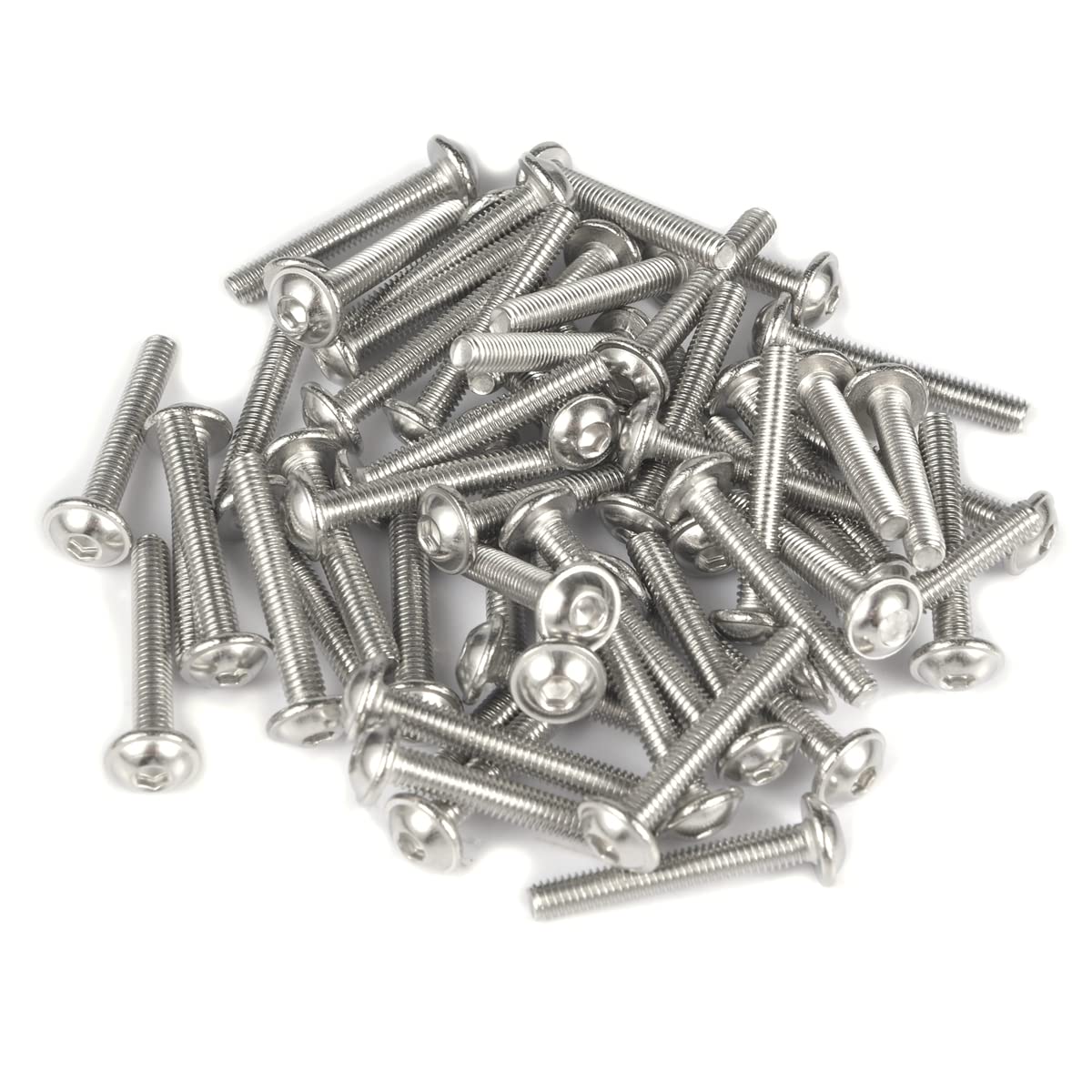 M6-1.0 x 25 mm Flanged Button Head Socket Cap Screw Bolts, 18-8 Stainless Steel(304) Allen Socket Drive, Full Thread, 50PCS