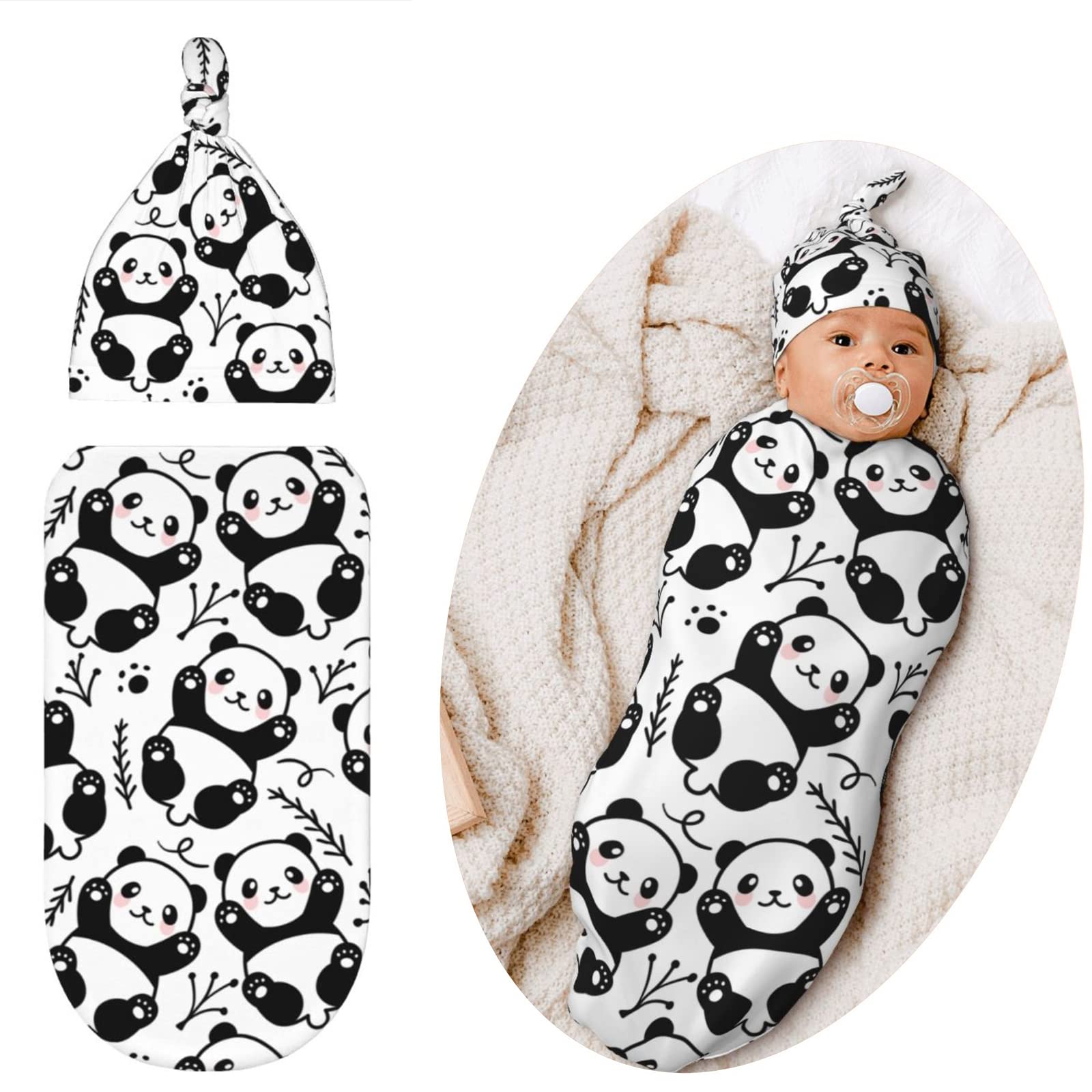 Jarverce Swaddling Blanket for Baby, Soft Sleeping Bag, Sack for Newborn Boys Girls, Unisex Baby Stuff, Panda