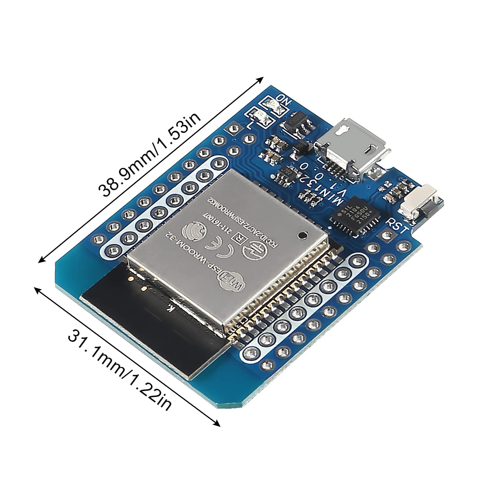 DWEII 2PCS D1 Mini NodeMCU ESP32 ESP-WROOM-32 WLAN WiFi Bluetooth IoT Development Board 5V Compatible for Arduino