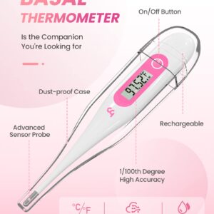 femometer Digital Basal Thermometer, Accurate Baby Thermometer for Fever, 1/100th Degree High-Precision Oral Thermometer for Pregnancy & Natural Family Plan Pink