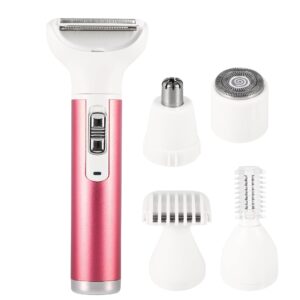 vocoste electric razor for women, 5 in 1 electric shaver for women, portable rechargeable hair trimmer wet and dry cordless women shaver hair remover for face, legs, rose red