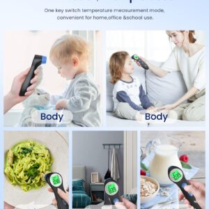 Forehead Thermometer for Adults and Kids, Digital Infrared Thermometer for Baby, Infants and Toddlers, Touchless Thermometer with Fever 3 Color Alarm, FSA HSA Eligible,1s Fast Reading, Accurate