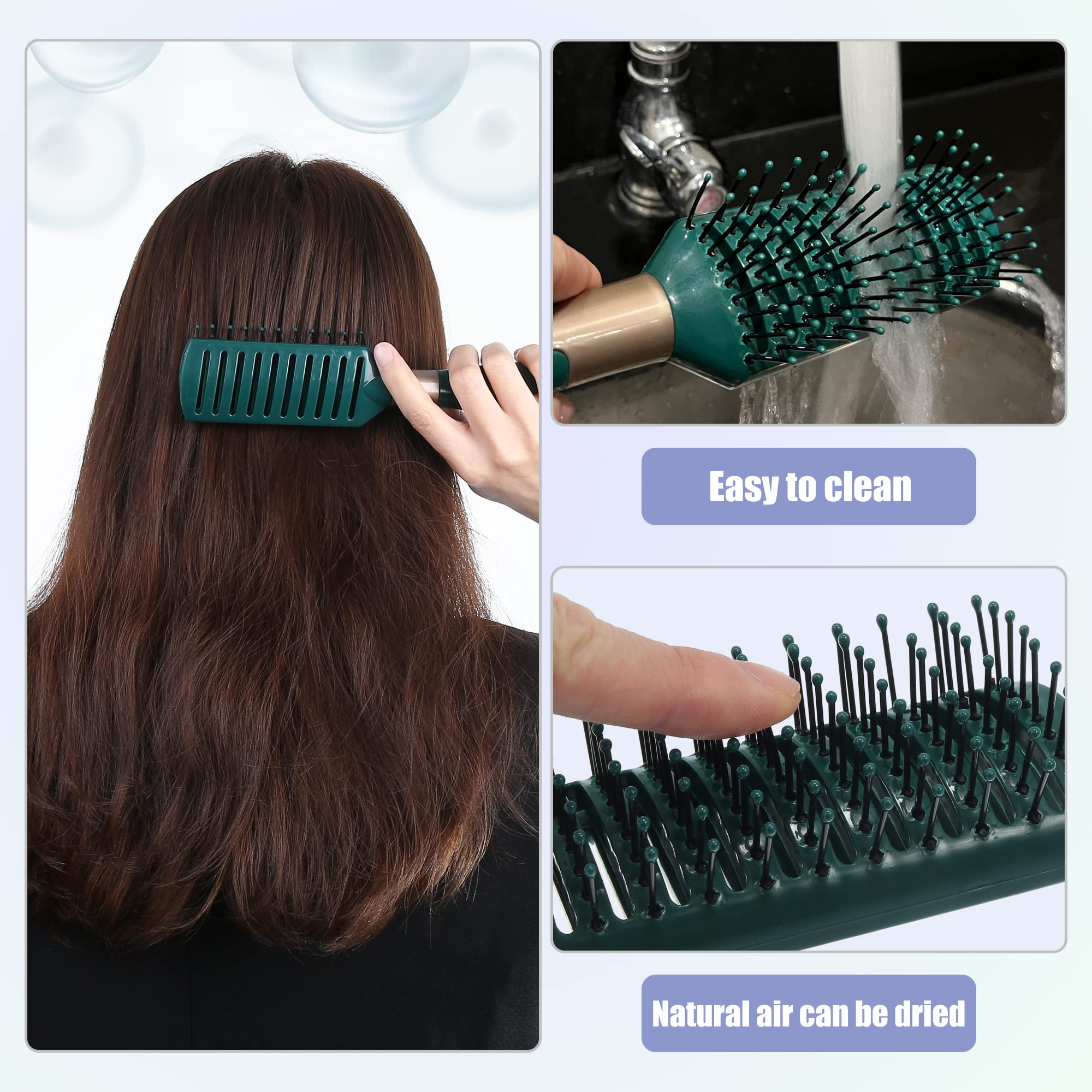 VOCOSTE Vent Hair Brush, Detangling Brush for Women and Men, Wet Hair Brush with Ball Tipped Bristles for All Hair Types, Green