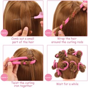 30 Pieces 9.45 Flexible SEPGLITTER Twist Foam Rollers, No Heat Curling Rods with Pintail Comb for Girls' Long or Short Hair (Pink)