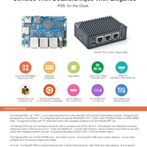 youyeetoo NanoPi R5S Mini Router with Metal Case,4GB LPDDR4 32GB EMMC, RK3568 Development Board 0.8TOPS NPU Support Docker Three Ethernet Ports USB3.0 HDMI Support M.2 NVMe Storage PD Power