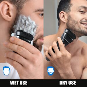 Electric Razor for Men, 4D Cordless Head Shaver, SIWIEY Rechargable Wet and Dry Mens Razors, Rotary Shaver with Pop-up Trimmer, IPX6 Waterproof, LED Display, 8000 RPM