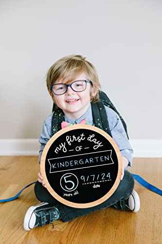 Kate & Milo My First Day of School Sign, My Last Day of School Chalkboard Sign, Reusable Photo Prop Message Board for First and Last Day of School Pictures, Included Chalk