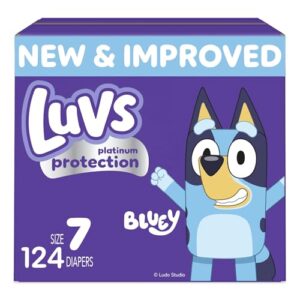 luvs diapers - size 7, 124 count, bluey disposable baby diapers