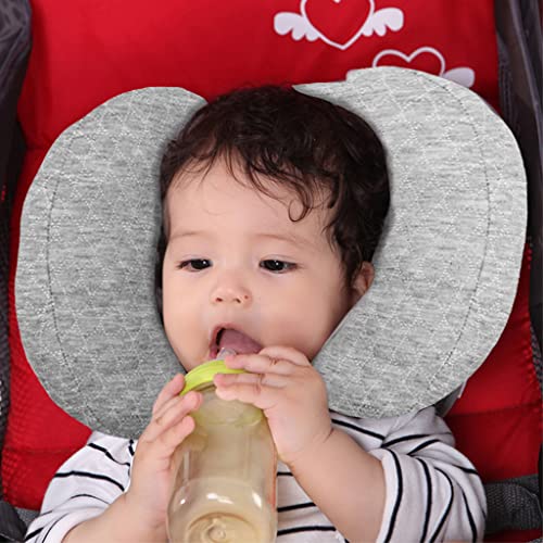 Blublu Park Baby 2 in 1 Travel Cushion, Banana Shape Baby Neck Head Support Travel Pillow Stroller Insert Cushion for Kids, Toddler, Gray