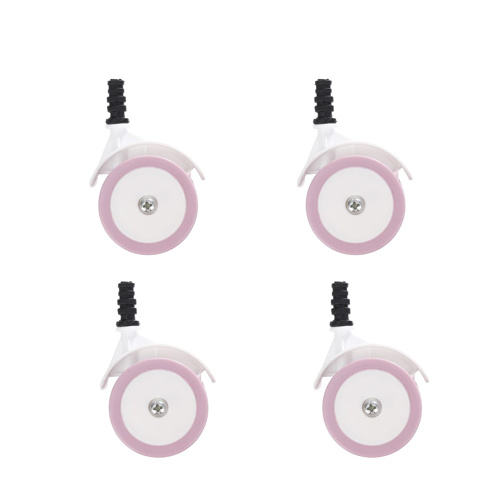 WYI Baby Walker Wheels Replacement Parts, 2'' Plastic Rubber Wheels Casters, Removable, Safe for All Floors,Set of 4 (Pink)