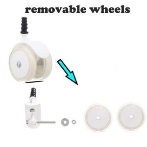 Baby Walker Wheels Replacement Parts, 2'' Plastic Rubber Wheels Casters, Removable, Safe for All Floors,Set of 4 (White)