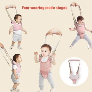 Baby Walking Harnesses, Lightweight Adjustable Detachable Crotch Pad Handheld Toddler Walk Assistant Belt Adjustable Standing Up and Walking Learning Helper for(Cherry Blossom Powder - Mesh Cloth)