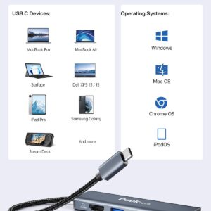 8K HDMI USB C HUB, 5-in-1 USB-C Multiport Adapter, Dockteck USB Dock Dongle with 8K 30Hz/4K 120Hz/4K 60Hz HDMI, 100W PD, 3 x USB 3.0 for Steam Deck, MacBook Pro/Air M1, iPad Pro/Air, Surface Pro 7/8/X