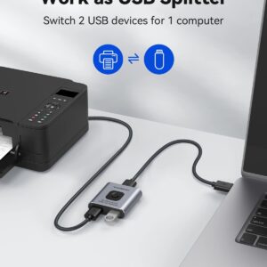 USB Switch 3.0 KVM Switch,Bi-Directional USB Switch Selector 2 in 1 Out/1 in 2 Out, Viagkiki USB Switcher 2 Computers Share 1 USB Devices for PCs Mouse Keyboard Printer Scanner (with 2 USB 3.0 Cables)