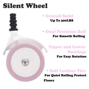 WYI Baby Walker Wheels Replacement Parts, 2'' Plastic Rubber Wheels Casters, Removable, Safe for All Floors,Set of 4 (Pink)