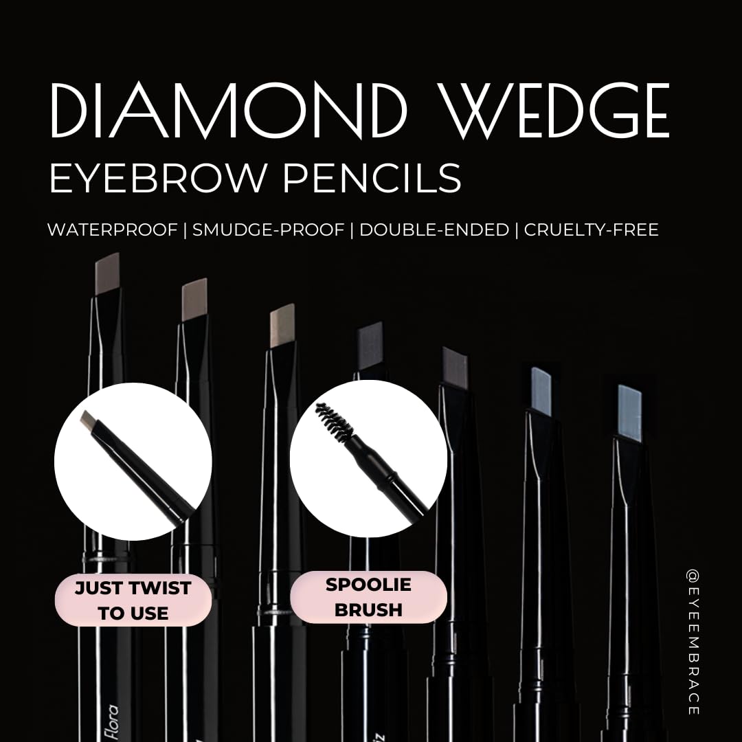 Eye Embrace Luna: Light Brown-Gray Eyebrow Pencil – Waterproof, Double-Ended Automatic Angled Tip & Spoolie Brush, Cruelty-Free