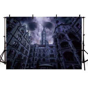 MEHOFOND 7x5ft Halloween Backdrop for Photography Horror Zombie Dark Night Scary Skull Abandoned City Adults Portrait Holiday Photoshoot Background Horrible Party Decorations Props