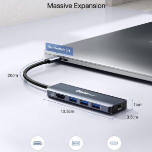 8K HDMI USB C HUB, 5-in-1 USB-C Multiport Adapter, Dockteck USB Dock Dongle with 8K 30Hz/4K 120Hz/4K 60Hz HDMI, 100W PD, 3 x USB 3.0 for Steam Deck, MacBook Pro/Air M1, iPad Pro/Air, Surface Pro 7/8/X