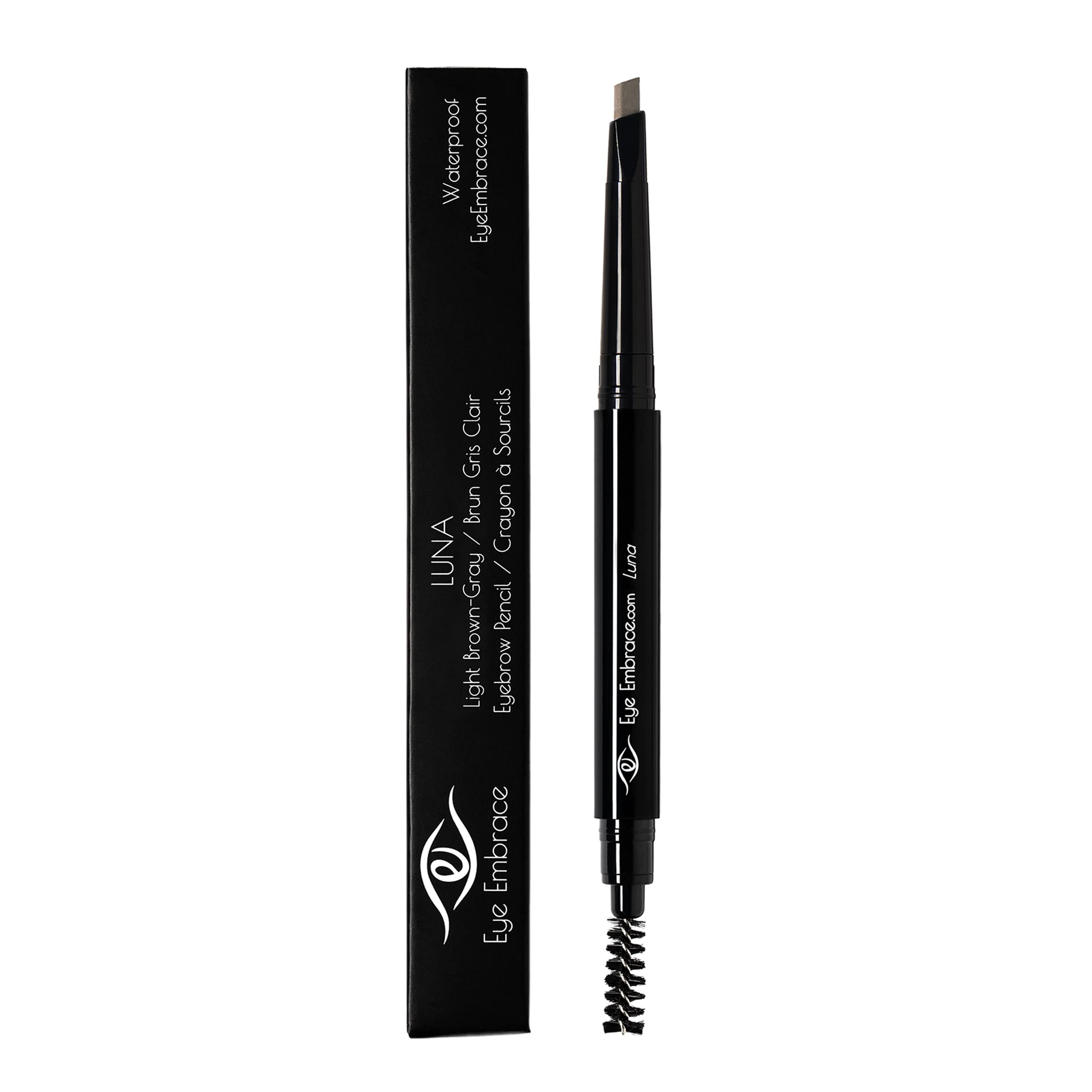 Eye Embrace Luna: Light Brown-Gray Eyebrow Pencil – Waterproof, Double-Ended Automatic Angled Tip & Spoolie Brush, Cruelty-Free