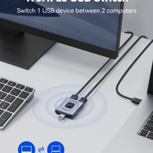 USB Switch 3.0 KVM Switch,Bi-Directional USB Switch Selector 2 in 1 Out/1 in 2 Out, Viagkiki USB Switcher 2 Computers Share 1 USB Devices for PCs Mouse Keyboard Printer Scanner (with 2 USB 3.0 Cables)