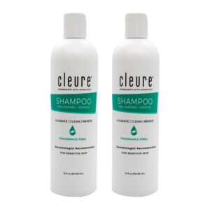 Cleure Hypoallergenic Volumizing Shampoo for Sensitive Skin - Fragrance Free, SLS Free & Paraben Free (12 oz, Pack of 2)