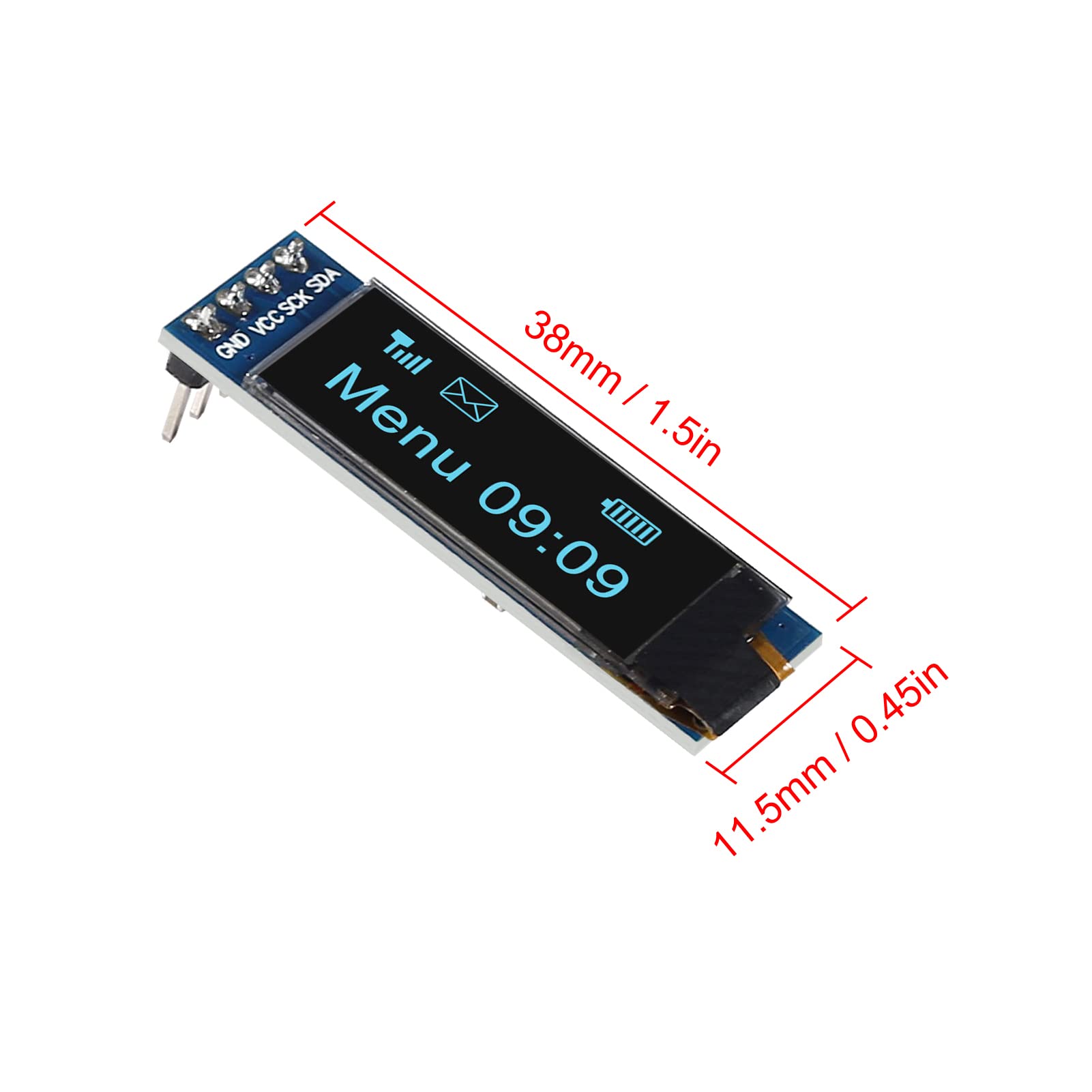 DWEII 10 Pieces I2C Display Module 0.91 Inch I2C OLED Display Module I2C OLED Screen Driver DC 3.3V~5V 4PINS for Arduino ESP32 ESP8266 AVR PIC STM32 for Raspberry pi (Blue Color)