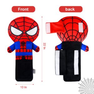 Seatbelt Pillow Cover for Kids, Stuffed Soft Plush Spidery Travel Pillow in Car, Detachable Protectors for Head Neck and Shoulder, Universal Carseat Strap Cushion Pads for Child Baby People Adults