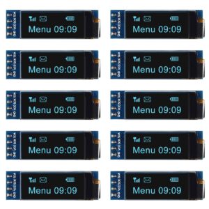 DWEII 10 Pieces I2C Display Module 0.91 Inch I2C OLED Display Module I2C OLED Screen Driver DC 3.3V~5V 4PINS for Arduino ESP32 ESP8266 AVR PIC STM32 for Raspberry pi (Blue Color)