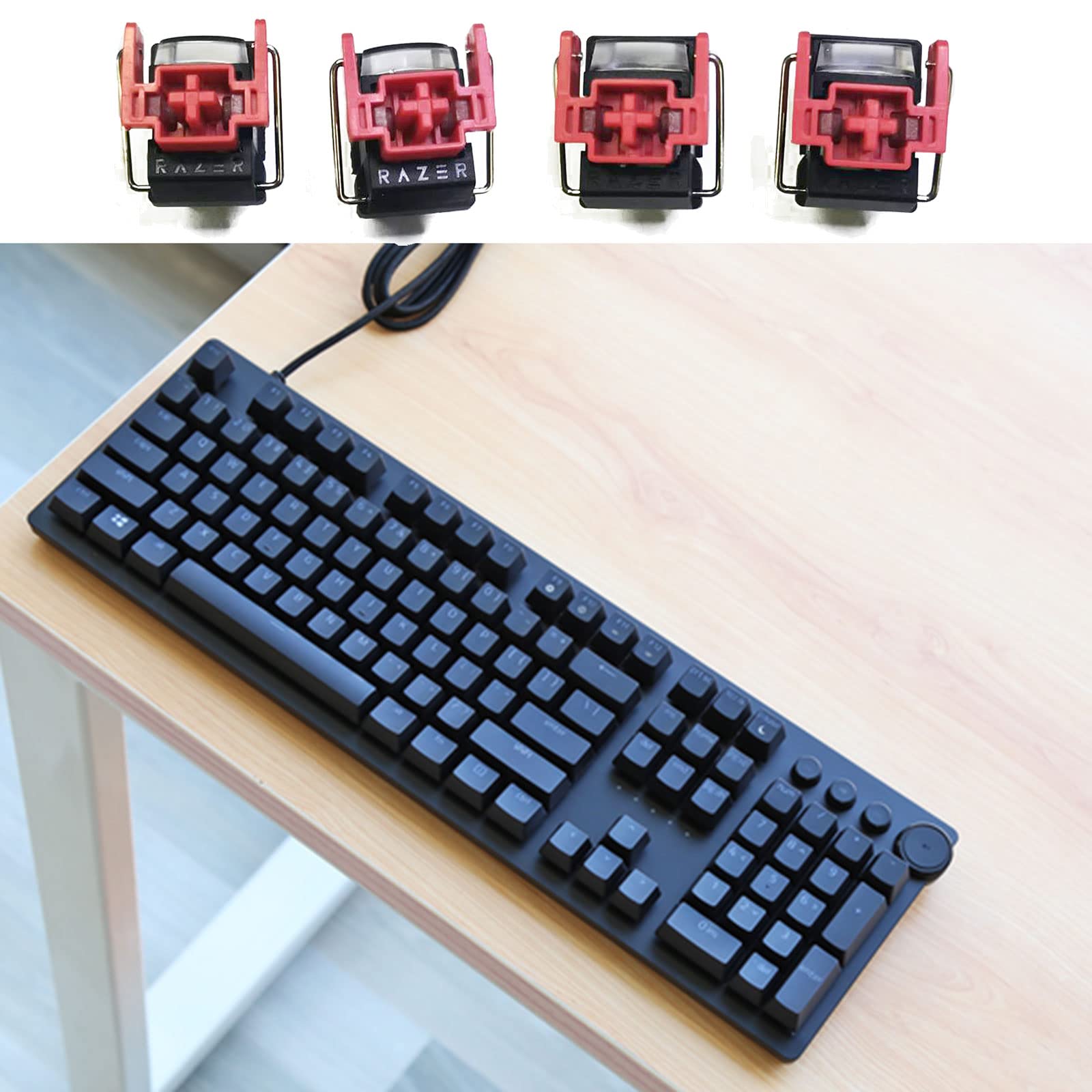 BYNNIX 4Pcs Red Optical Switches V2 Hot Swap Slient Liner Switch for Huntsman Elite Gaming Mechanical Keyboard Huntsman Elite Gaming Keyboard v2 Linear clicky