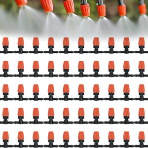 Drip Irrigation Emitters for Greenhouse Nersuries: 50 Pcs Three-Way 1/4 inch Adjustable Irrigation Drippers for Gardener - Plant Lovers Landscapers Floral Designers Water Saver