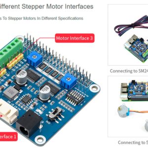 Stepper Motor HAT Dual Onboard 2-CH HR8825 Motor Driver Chip,Drive two Stepper Motors Up To 1/32 Microstepping,Apply to 3D Printer, Sculpturing machine, Mechanical Arm,for Raspberry Pi/ Jetson Nano