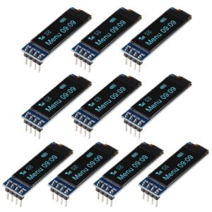 DWEII 10 Pieces I2C Display Module 0.91 Inch I2C OLED Display Module I2C OLED Screen Driver DC 3.3V~5V 4PINS for Arduino ESP32 ESP8266 AVR PIC STM32 for Raspberry pi (Blue Color)