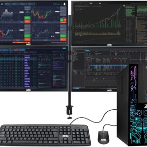 TechMagnet Trading Desktop PC Siwa 6 Intel Corei5-6500, 16GB RAM, 120GB SSD, 2TB HDD, 4 New 24” LED Monitors, 2 Network Cards, Trading Platform Support, MTG Keyboard & Mouse Win 10 Pro (Renewed)