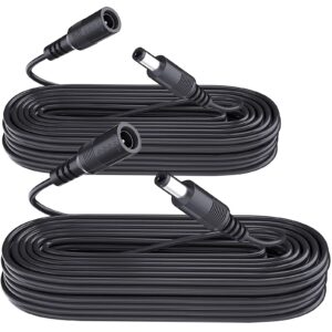 2 pack 20ft 6m dc power extension cable, 2pcs dc 12v power adapter extension cord 2.1mm x 5.5mm, compatible with 12v dc adapter power supply or wall charger for cctv security ip camera(black)