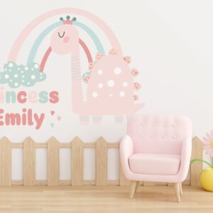 Dinosaur Wall Stickers Customizable - Dinosaur Baby Girl Nursery Decor - Baby Name Wall Decor - Baby Girl Room Decor for Nursery - Dinosaur Decals - Safari Stickers - Dinosaur Wall Decal Decor