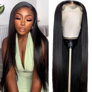 onetide 13x4 lace front wigs human hair 24 inch straight lace frontal wigs brazilian virgin hair for women pre plucked with baby hair 180% density natural color 24 inch