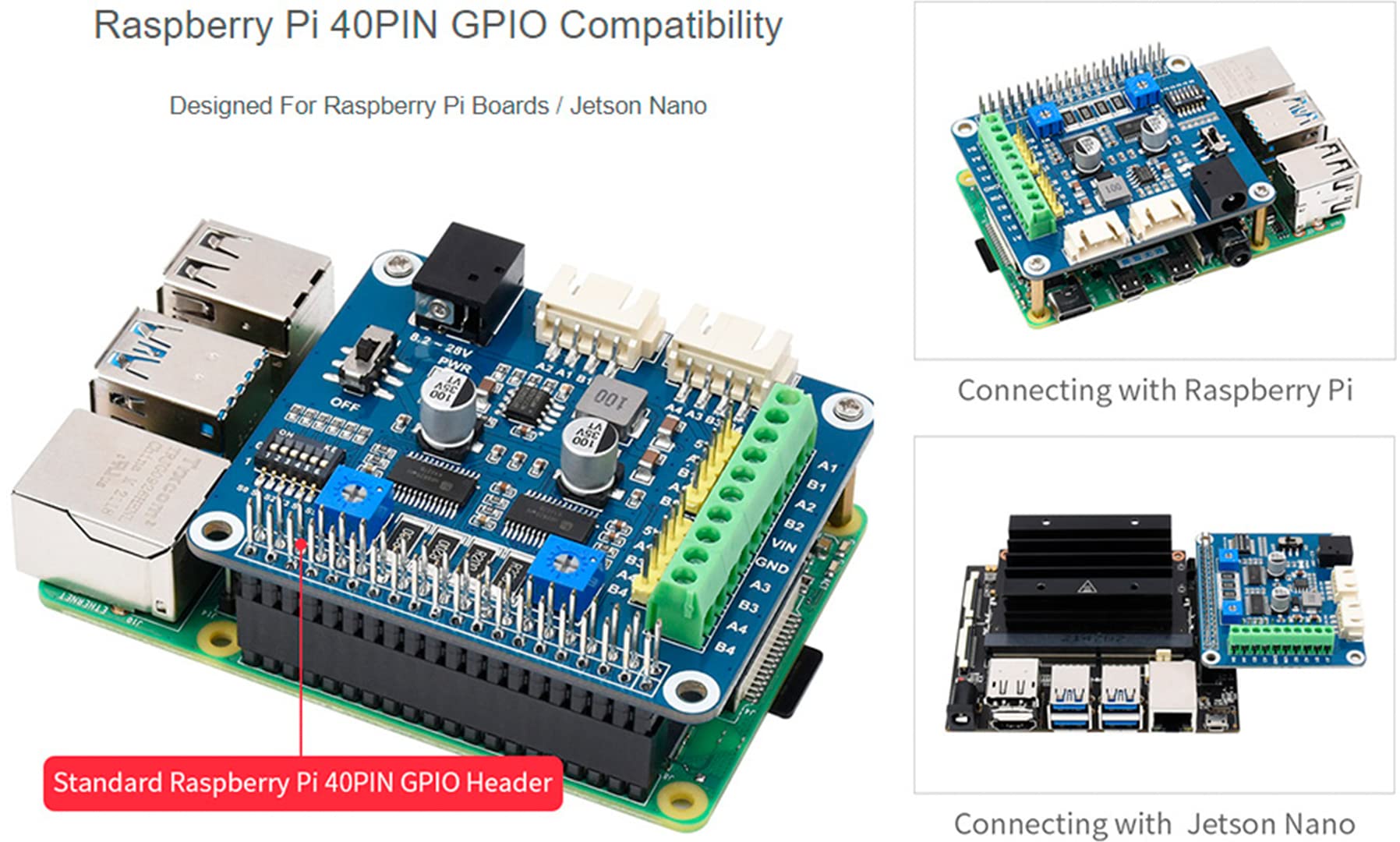 Stepper Motor HAT Dual Onboard 2-CH HR8825 Motor Driver Chip,Drive two Stepper Motors Up To 1/32 Microstepping,Apply to 3D Printer, Sculpturing machine, Mechanical Arm,for Raspberry Pi/ Jetson Nano