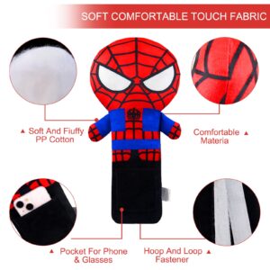 Seatbelt Pillow Cover for Kids, Stuffed Soft Plush Spidery Travel Pillow in Car, Detachable Protectors for Head Neck and Shoulder, Universal Carseat Strap Cushion Pads for Child Baby People Adults