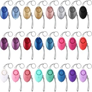 macarrie 24 pcs sound personal alarm 130db alert alarm keychain with led lights for women, men(mixed color)