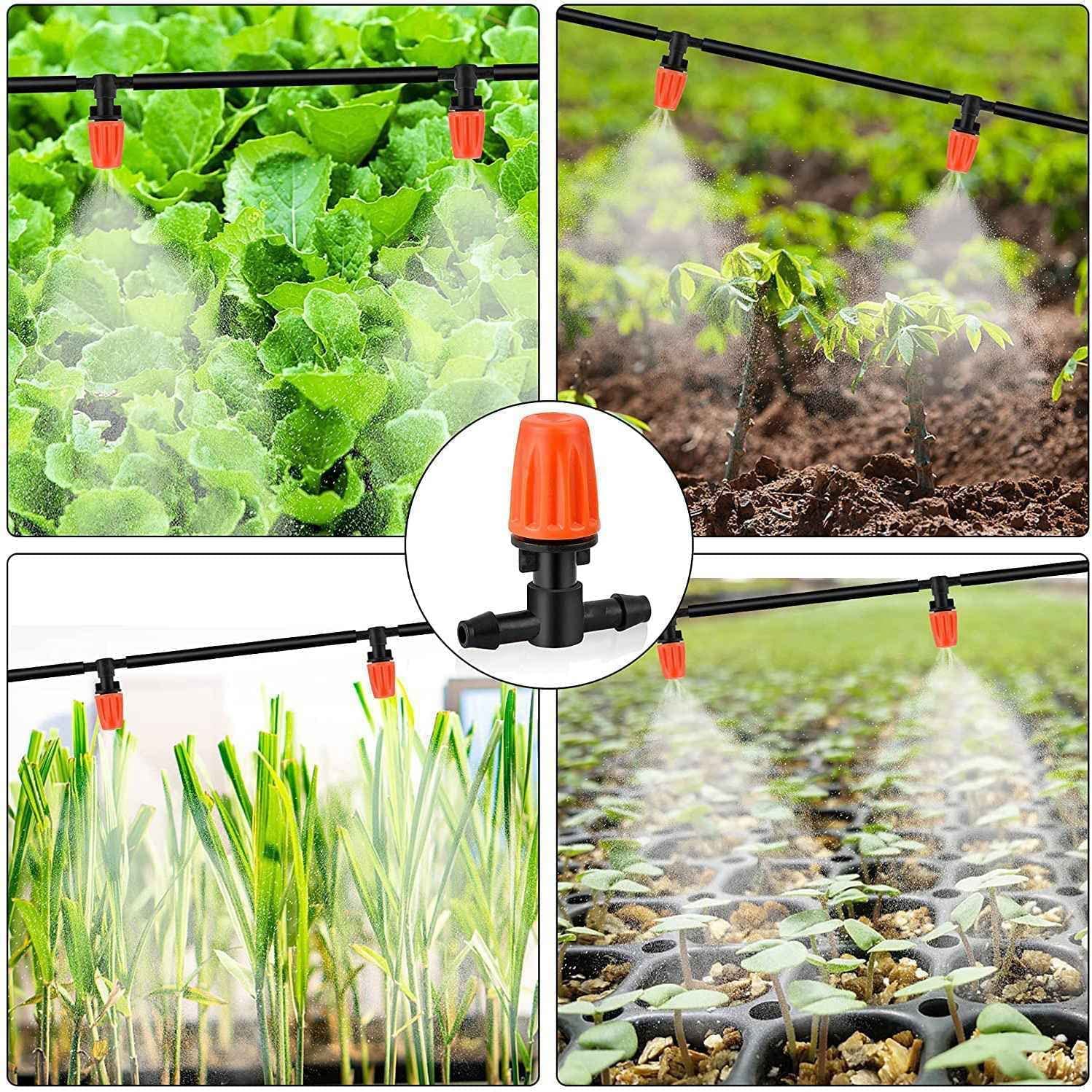 Drip Irrigation Emitters for Greenhouse Nersuries: 50 Pcs Three-Way 1/4 inch Adjustable Irrigation Drippers for Gardener - Plant Lovers Landscapers Floral Designers Water Saver