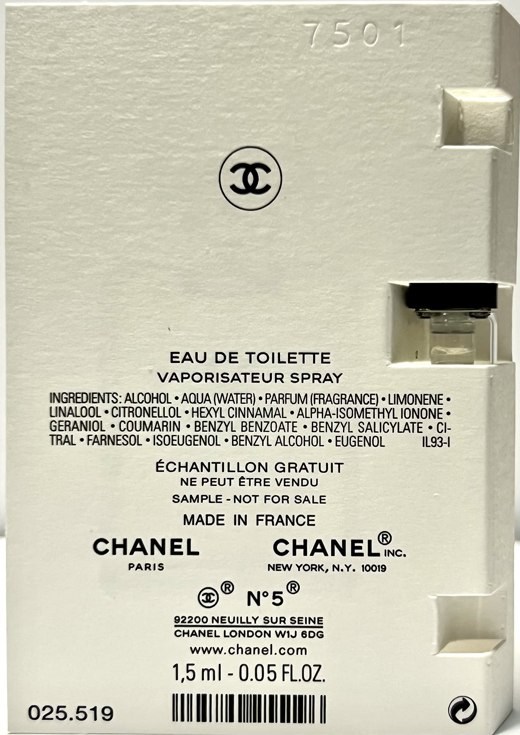 CHANEL No 5 L'EAU EDT Spray Perfume Samples 0.05oz / 1.5ml EACH