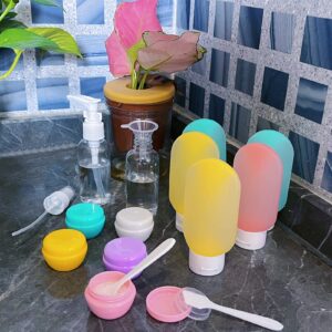 Travel Bottles Silicone Bottles for Travel, Silicone Refillable Size Containers with Travel Jewelry Case, Travel Accessories Travel Tubes Toiletries for Cosmetic Shampoo Cream Conditioner Lotion Soap