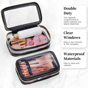 SEAMOSH Clear Make Up Toiletry Travel Makeup Organizer Bag For Women Portable Travel Toiletry Cosmetic Purse Pouch Bag Perfect For Business Or Personal Travel Essentials