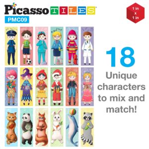 PicassoTiles Magnetic Puzzle Cube Characters + Mini + Black and White, 9pc with 18 Unique Characters Mix & Match Cubes Sensory Toys, 0.5” Pixel 100pcs, 1” 101pcs, Free Ideabook with 53 Ideas Age 3+