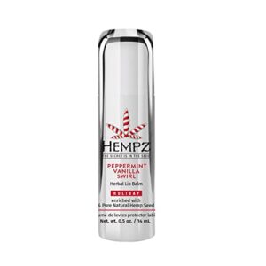 hempz limited edition peppermint vanilla swirl herbal lip balm, .50 oz.