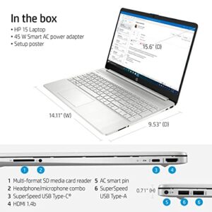 HP 2022 15.6" FHD Micro-Ege Display Laptop PC Intel 11th Gen 4-Core i5-1135G7 36GB DDR4 RAM 1TB NVMe SSD Intel Iris Xe Graphics Webcam HDMI WiFi AC BT USB-C Silver Windows 11 Pro w/RE USB Drive