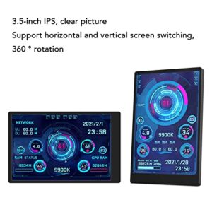 Heayzoki PC Temperature Display Screen, 3.5in IPS USB Mini Screen, PC Sensor Panel, AIDA64 PC CPU Data Monitor, Only Support for Windows System.