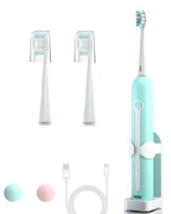 crkiob electric toothbrush for adults ultrasonic rechargeable power toothbrushes one charge for 180 days use with 2 brush heads and holder electric toothbrushes (green)